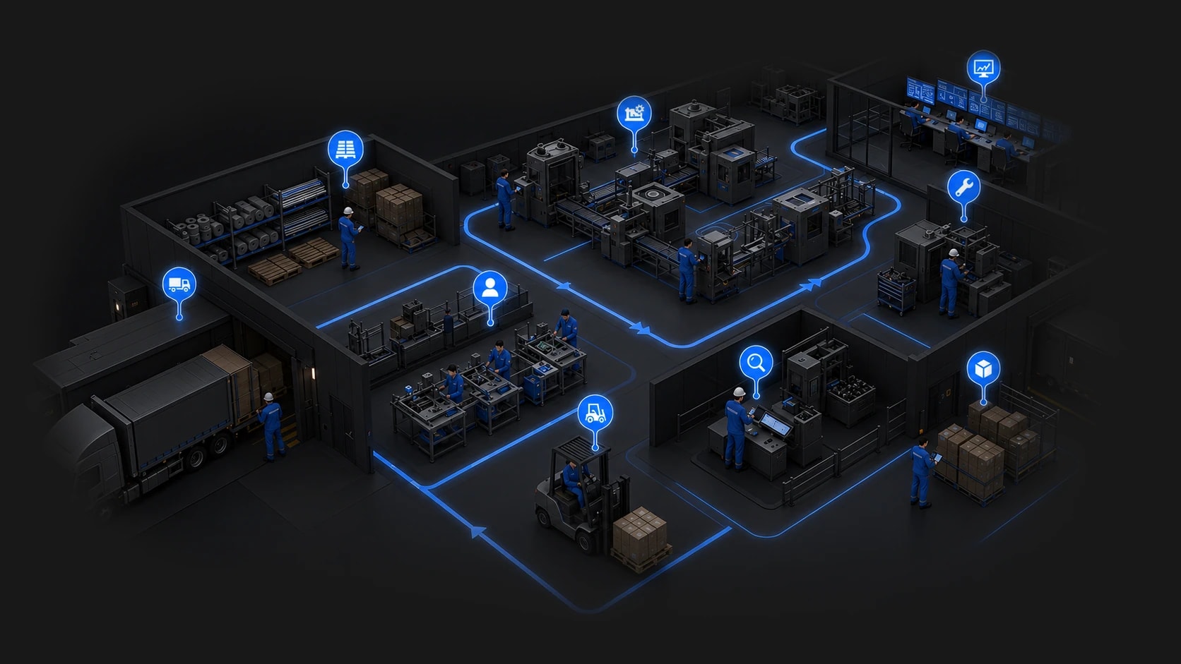 Smart industrial campus illustration created for Oneclick