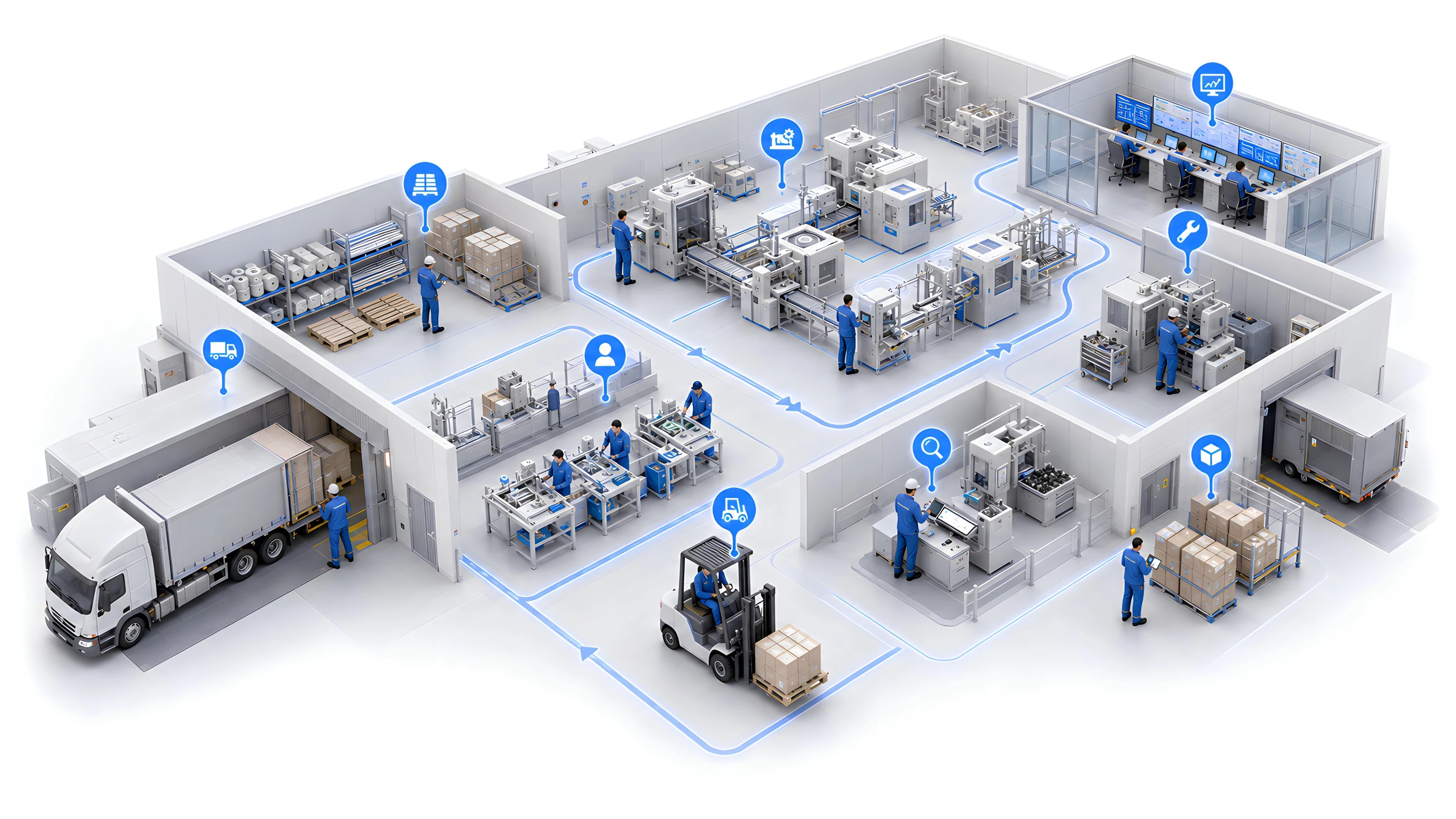 Smart industrial campus illustration created for Oneclick